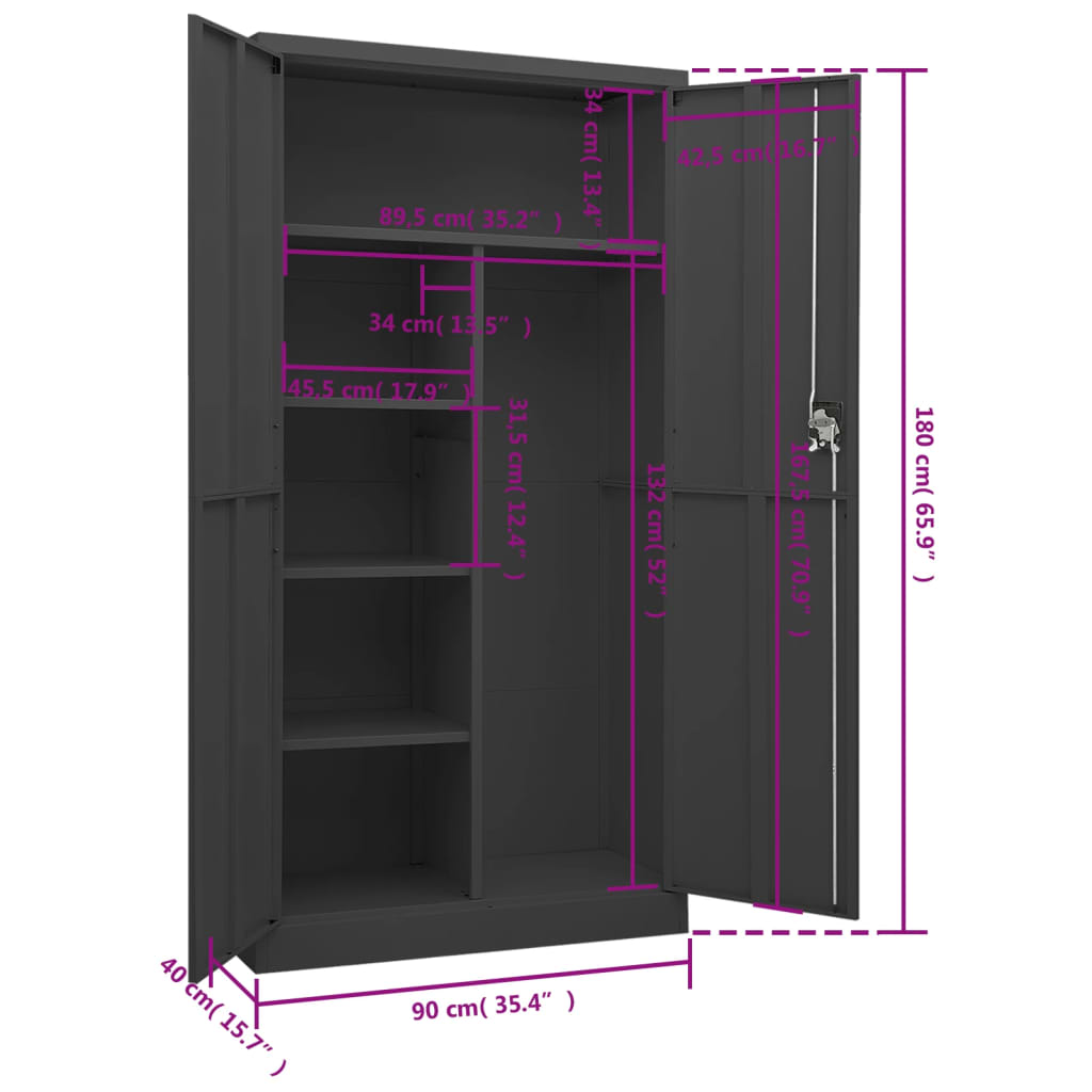 Lockerkast 90X40X180 Cm Staal Kleurig