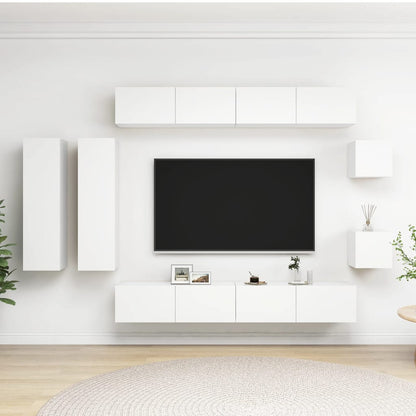 8-Delig Tv-Meubelset Wandmontage Bewerkt Hout Kleurig