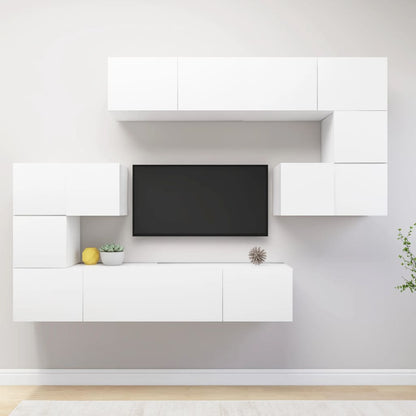 8-Delig Tv-Meubelset Wandmontage Bewerkt Hout Kleurig