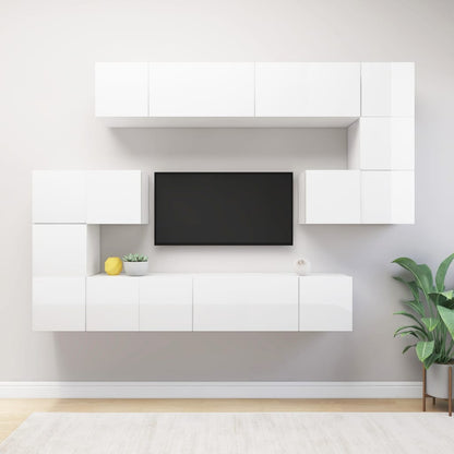 8-Delig Tv-Meubelset Wandmontage Bewerkt Hout Kleurig