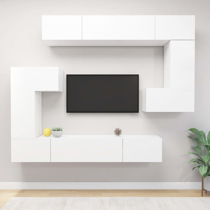 8-Delig Tv-Meubelset Wandmontage Bewerkt Hout Kleurig