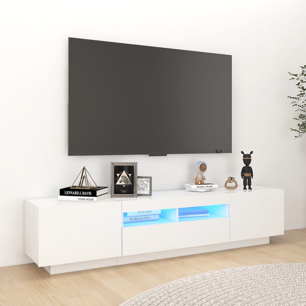 Tv-Meubel Met Led 180X35X40 Cm Bewerkt Hout Artisanaal Eiken