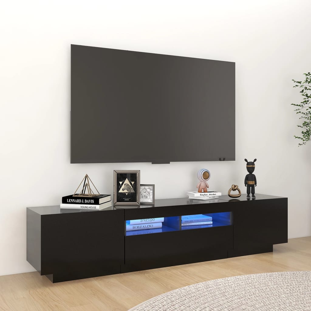 Tv-Meubel Met Led 180X35X40 Cm Bewerkt Hout Artisanaal Eiken