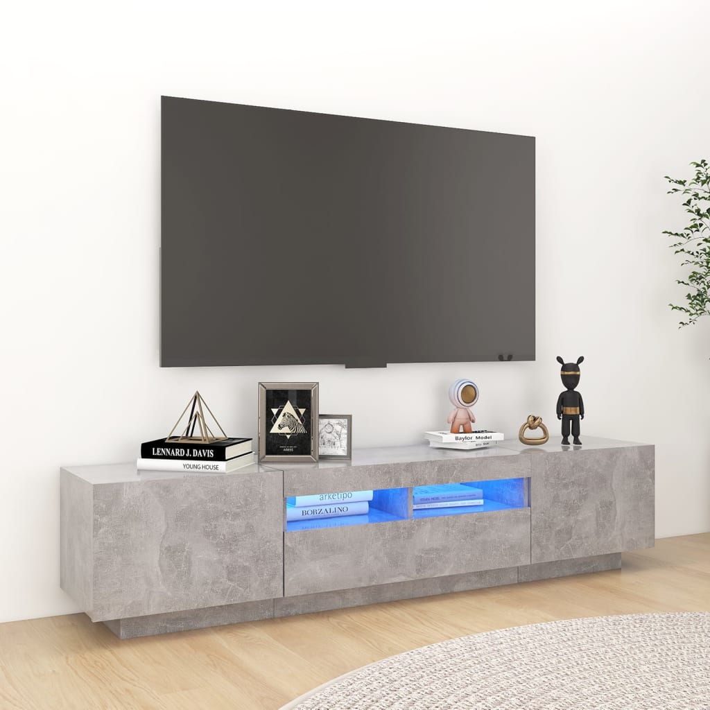 Tv-Meubel Met Led 180X35X40 Cm Bewerkt Hout Artisanaal Eiken