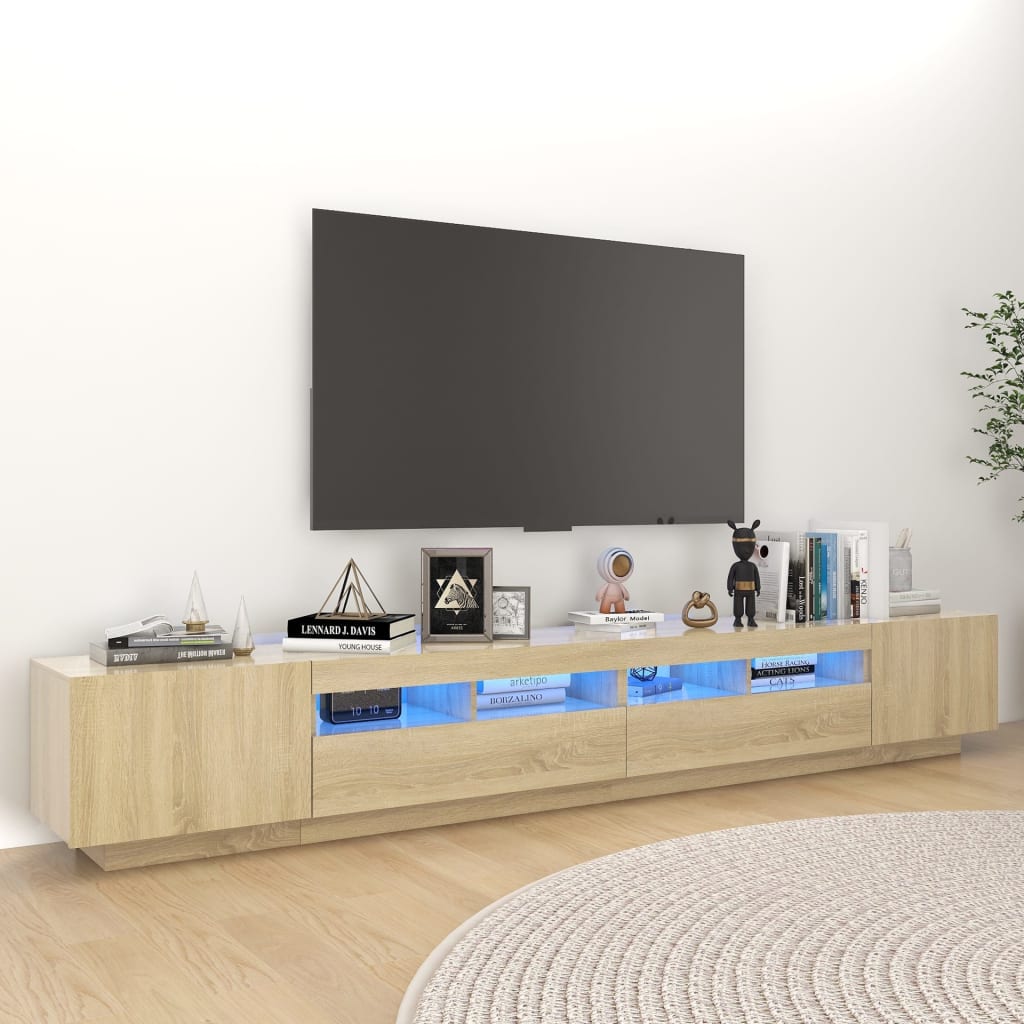 Tv-Meubel Met Led 260X35X40 Cm Bewerkt Hout