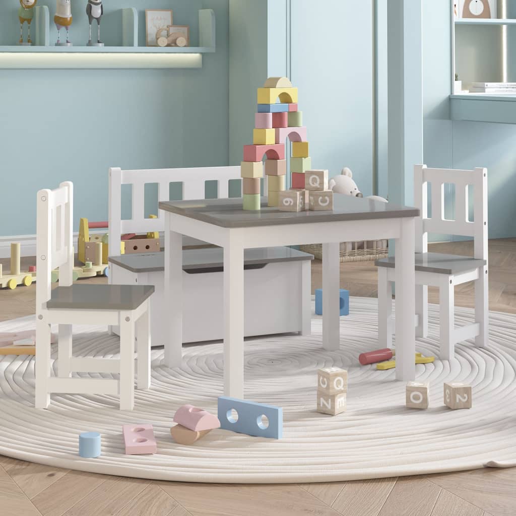 4-Delige Kindertafel- En Stoelenset Mdf