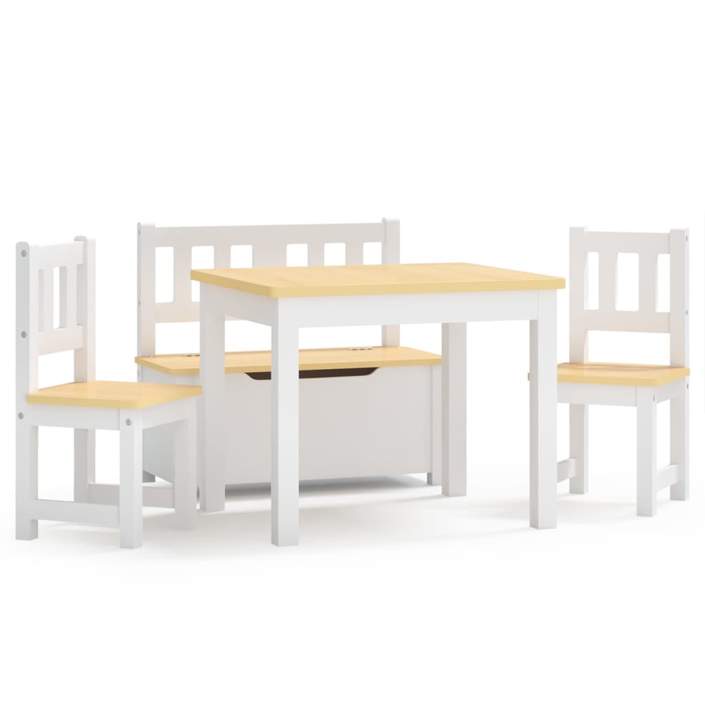 4-Delige Kindertafel- En Stoelenset Mdf