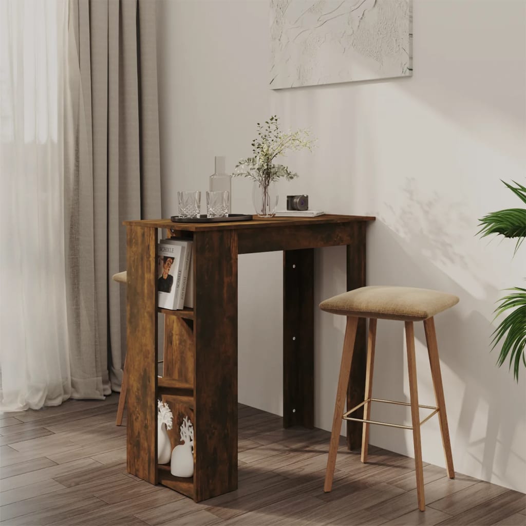 Bartafel Met Schap 102X50X103,5Cm Bewerkt Hout Artisanaal Eiken