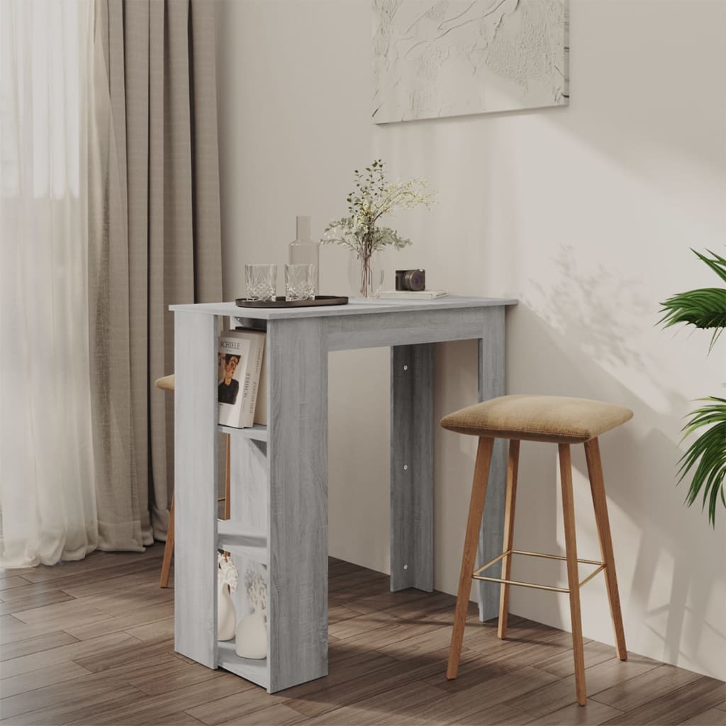 Bartafel Met Schap 102X50X103,5Cm Bewerkt Hout Artisanaal Eiken