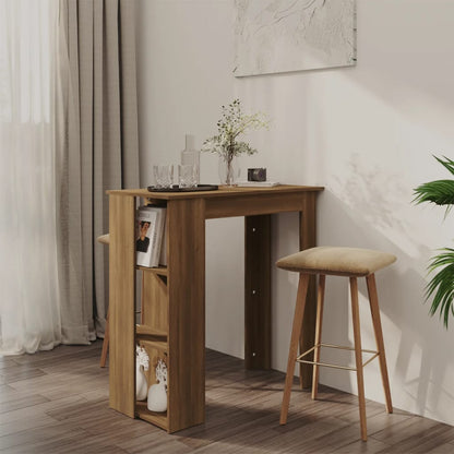Bartafel Met Schap 102X50X103,5Cm Bewerkt Hout Artisanaal Eiken