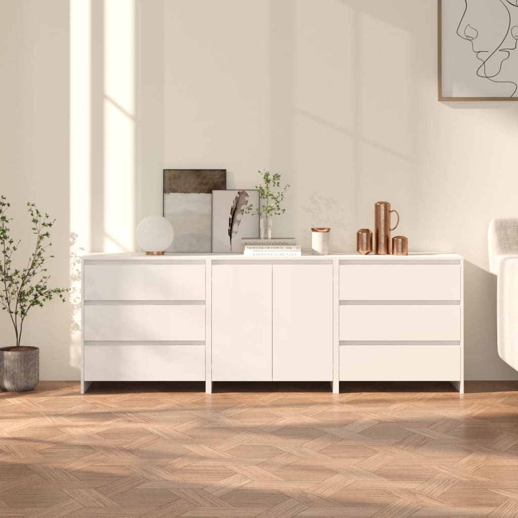 3-Delige Dressoirs Bewerkt Hout Kleurig
