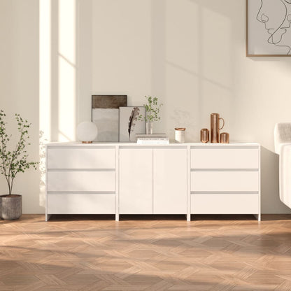 3-Delige Dressoirs Bewerkt Hout Kleurig