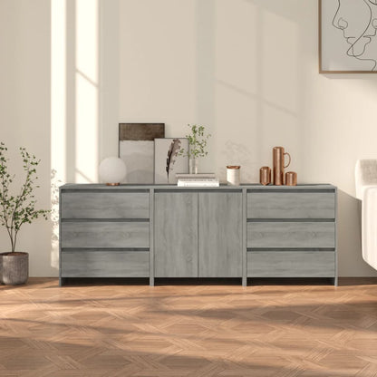 3-Delige Dressoirs Bewerkt Hout Kleurig
