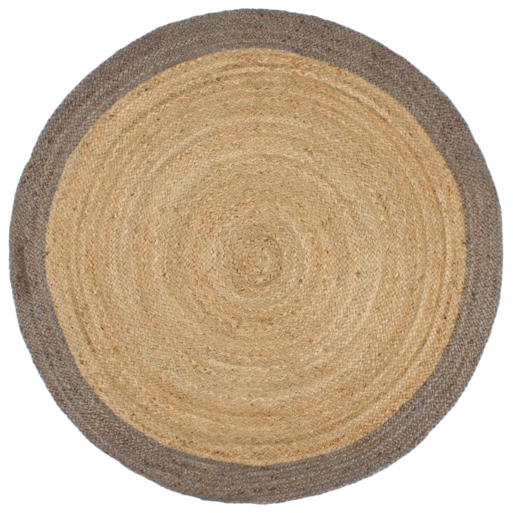 Vloerkleed Handgemaakt Met Grijze Rand Jute