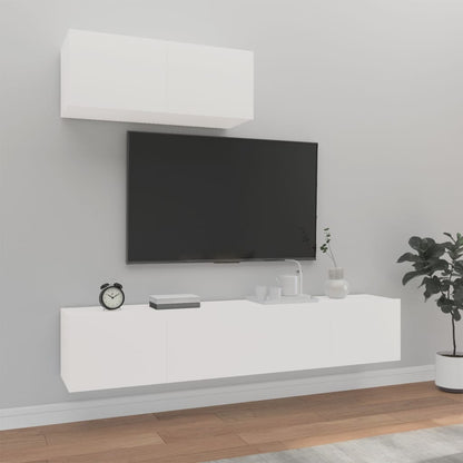 3-Delig Tv-Meubelset Wandmontage Bewerkt Hout Kleurig