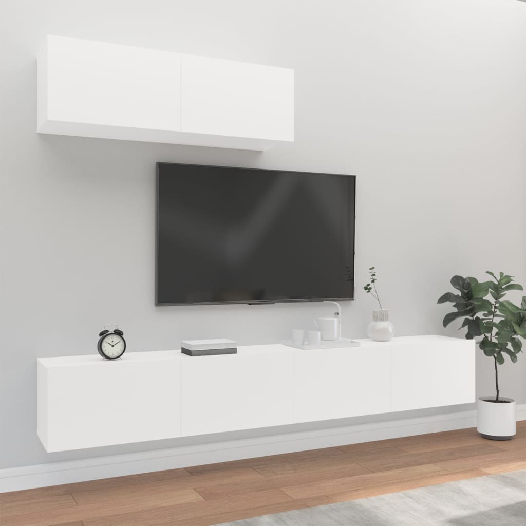 3-Delig Tv-Meubelset Wandmontage Bewerkt Hout Kleurig