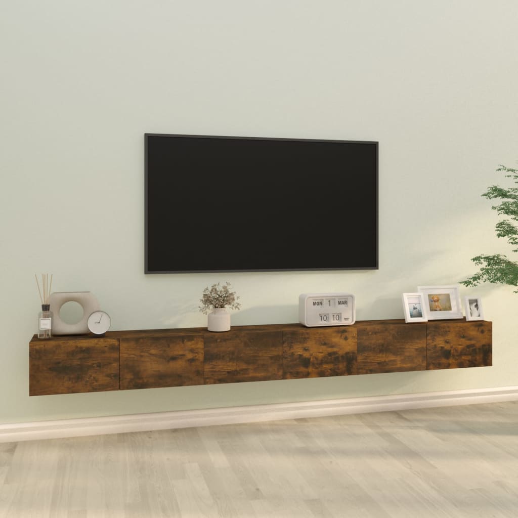 3-Delig Tv-Meubelset Wandmontage Bewerkt Hout Kleurig