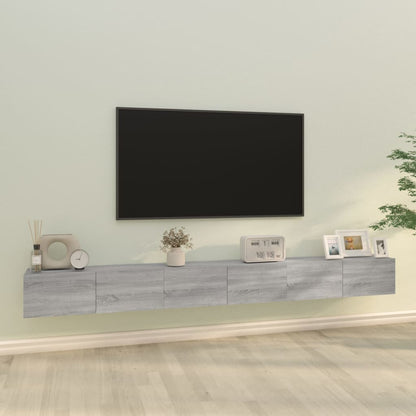 3-Delig Tv-Meubelset Wandmontage Bewerkt Hout Kleurig