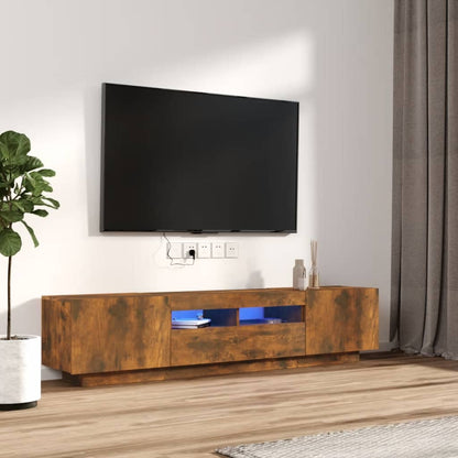 Tv-Meubel Met Led 180X35X40 Cm Bewerkt Hout Artisanaal Eiken