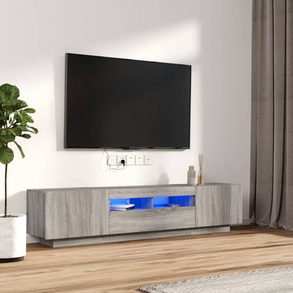 Tv-Meubel Met Led 180X35X40 Cm Bewerkt Hout Artisanaal Eiken