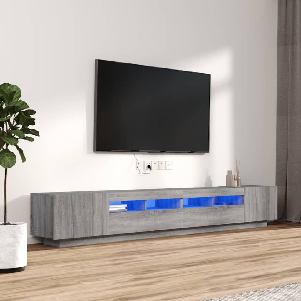 Tv-Meubel Met Led 260X35X40 Cm Bewerkt Hout