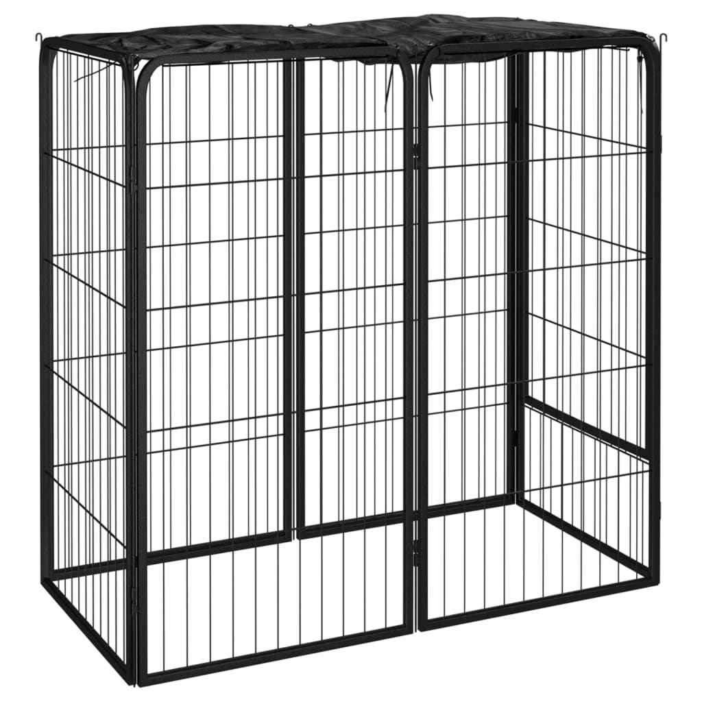 Hondenkennel 42 Panelen 50X100 Cm Gepoedercoat Staal Zwart