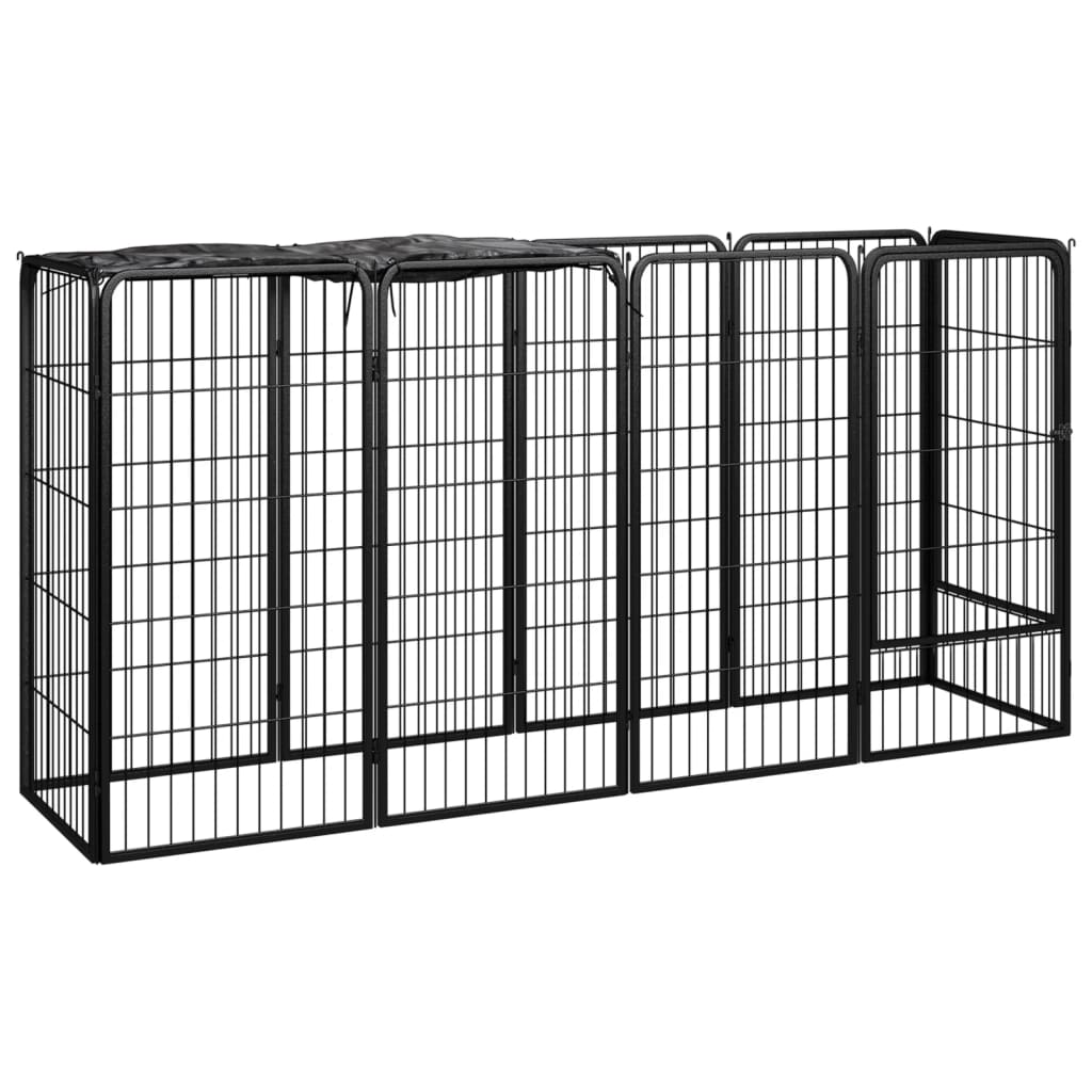 Hondenkennel 42 Panelen 50X100 Cm Gepoedercoat Staal Zwart