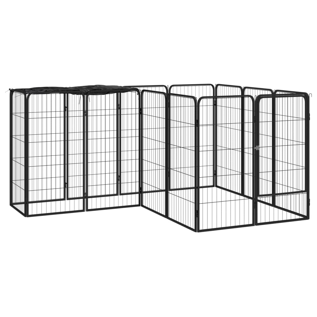 Hondenkennel 42 Panelen 50X100 Cm Gepoedercoat Staal Zwart