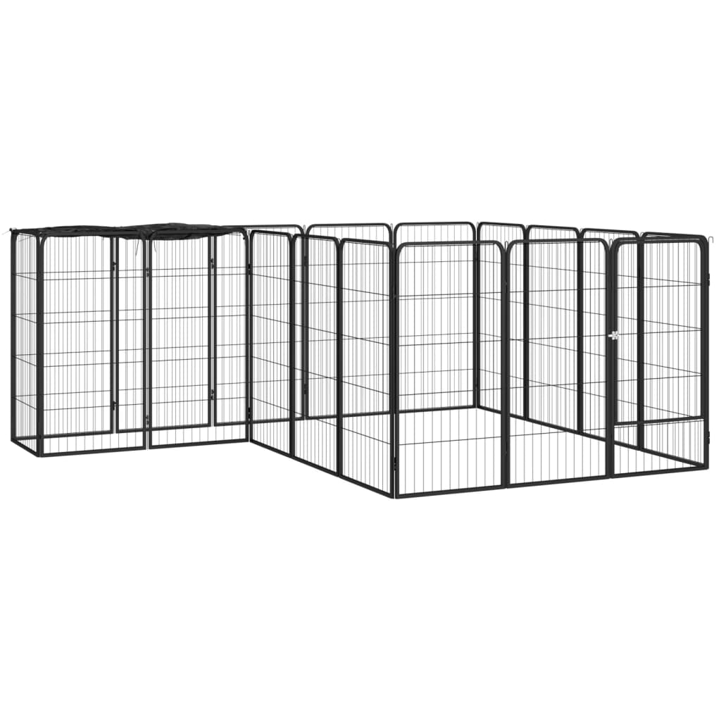 Hondenkennel 42 Panelen 50X100 Cm Gepoedercoat Staal Zwart