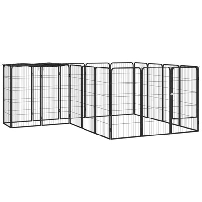 Hondenkennel 42 Panelen 50X100 Cm Gepoedercoat Staal Zwart