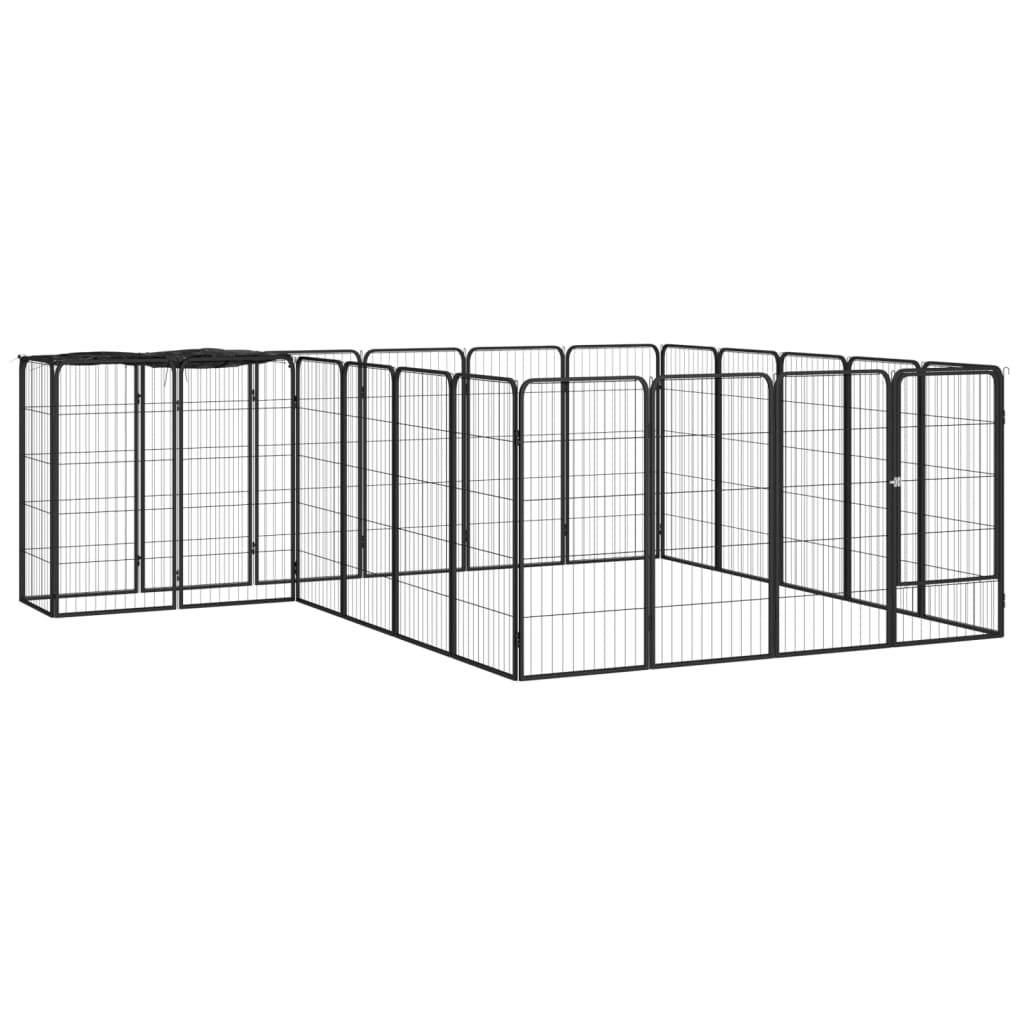 Hondenkennel 42 Panelen 50X100 Cm Gepoedercoat Staal Zwart