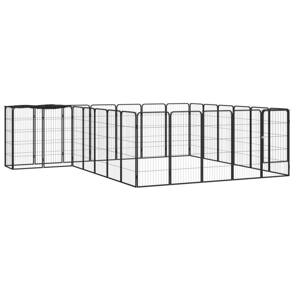 Hondenkennel 42 Panelen 50X100 Cm Gepoedercoat Staal Zwart