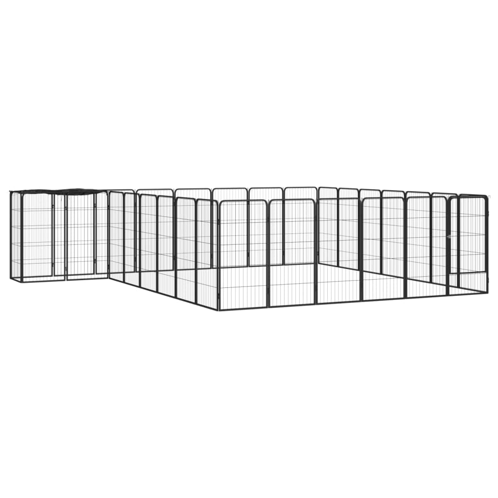 Hondenkennel 42 Panelen 50X100 Cm Gepoedercoat Staal Zwart