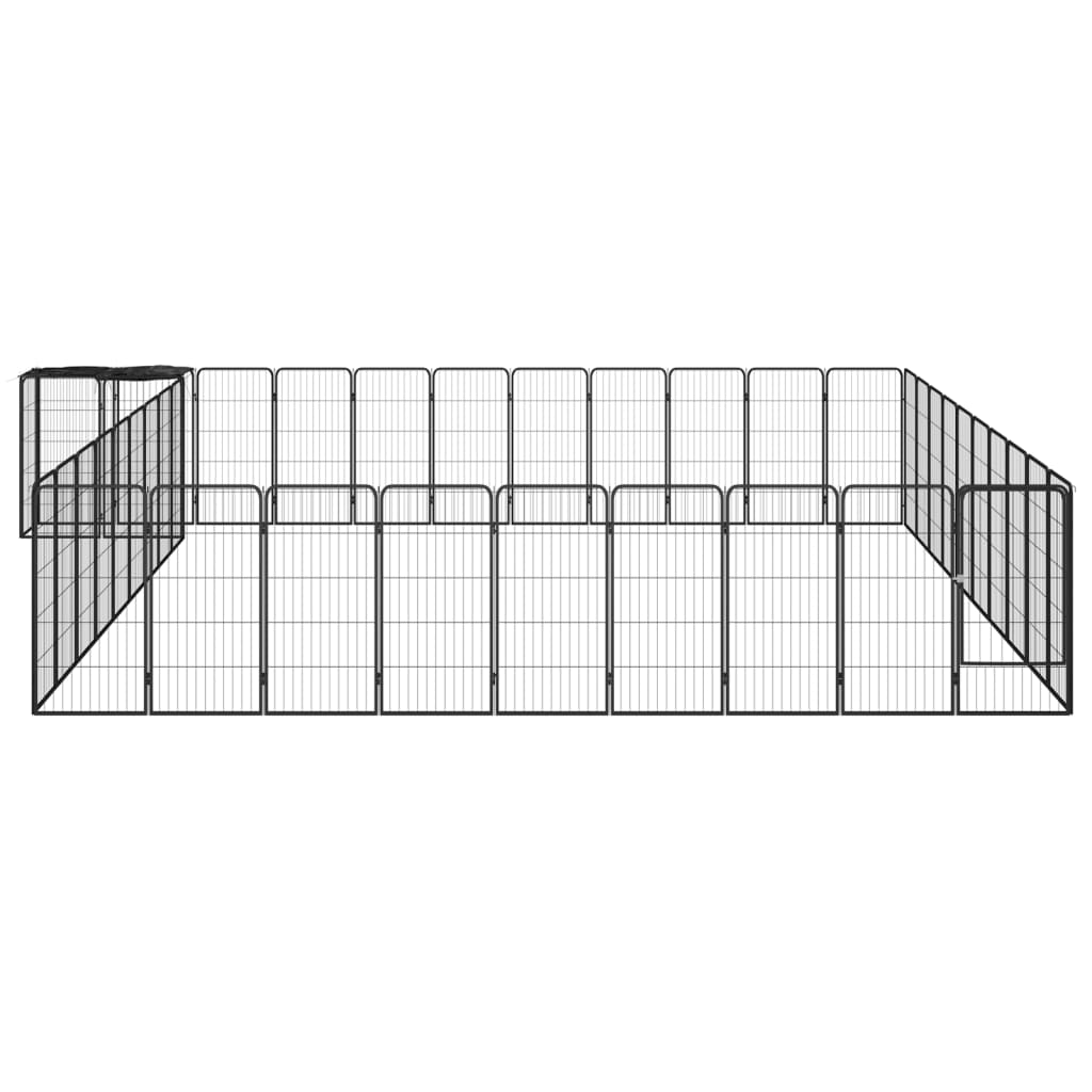 Hondenkennel 42 Panelen 50X100 Cm Gepoedercoat Staal Zwart