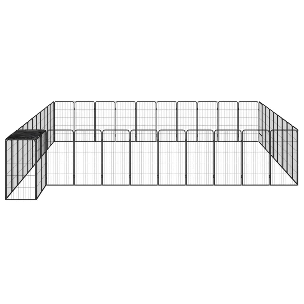 Hondenkennel 42 Panelen 50X100 Cm Gepoedercoat Staal Zwart