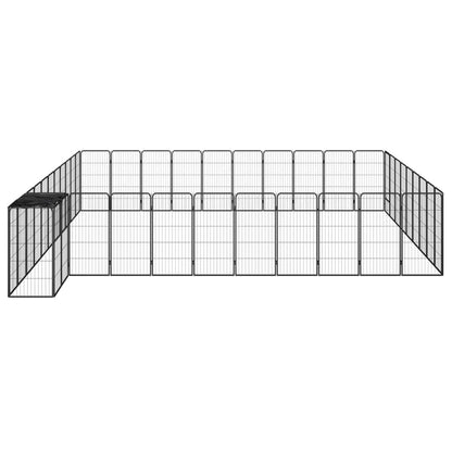 Hondenkennel 42 Panelen 50X100 Cm Gepoedercoat Staal Zwart