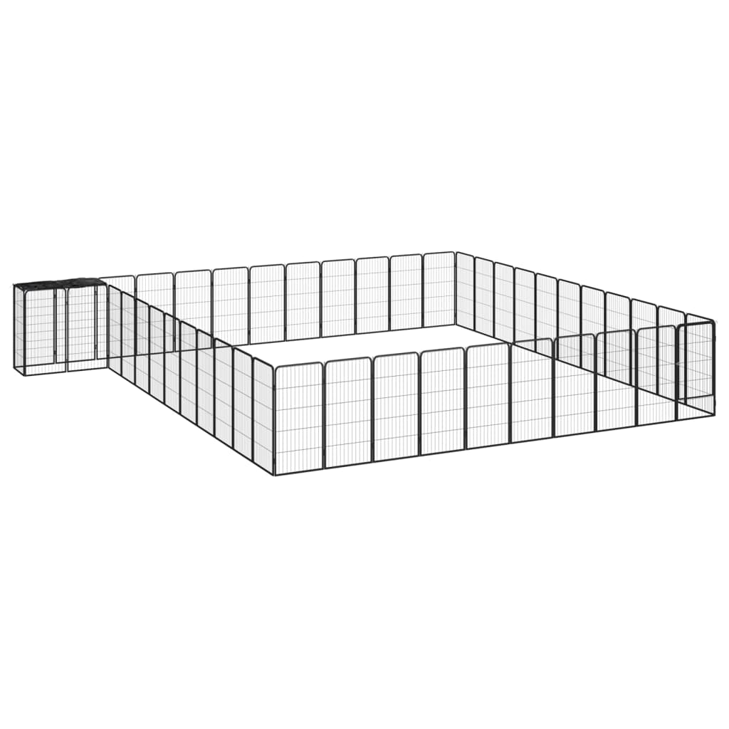 Hondenkennel 42 Panelen 50X100 Cm Gepoedercoat Staal Zwart