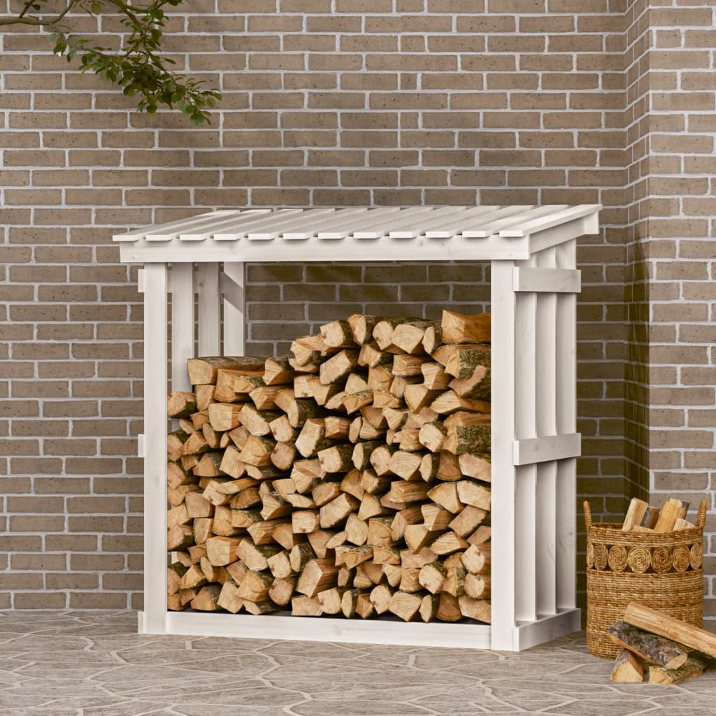 Haardhoutrek 108X64,5X77 Cm Massief Grenenhout Wit