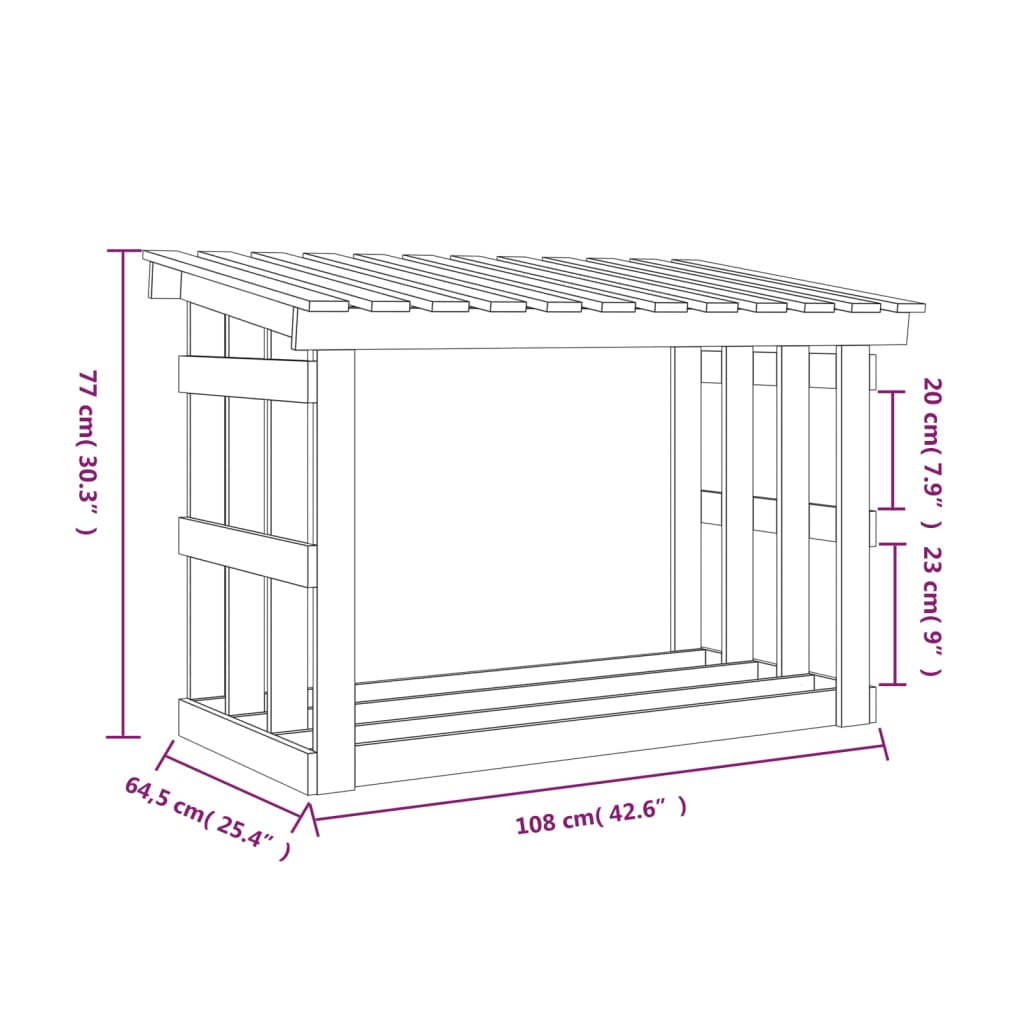 Haardhoutrek 108X64,5X77 Cm Massief Grenenhout Wit