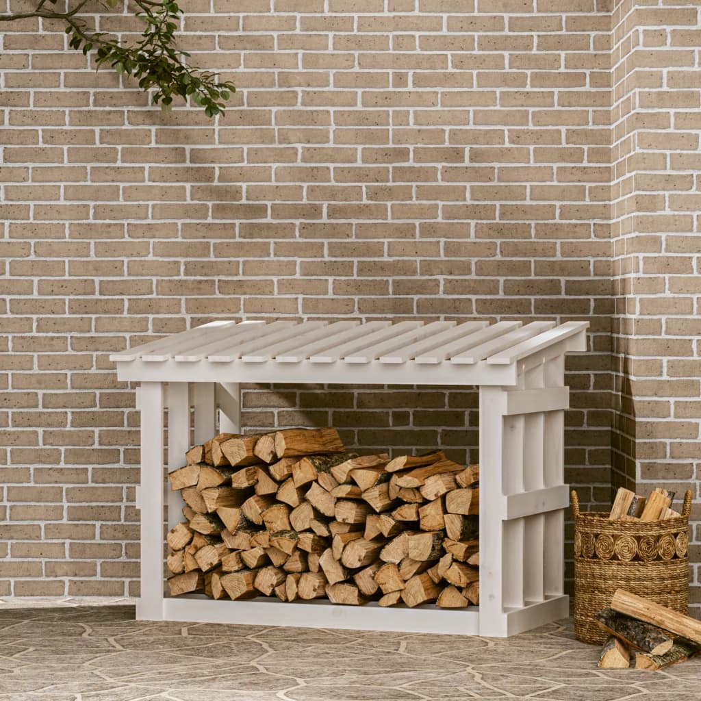 Haardhoutrek 108X64,5X77 Cm Massief Grenenhout Wit