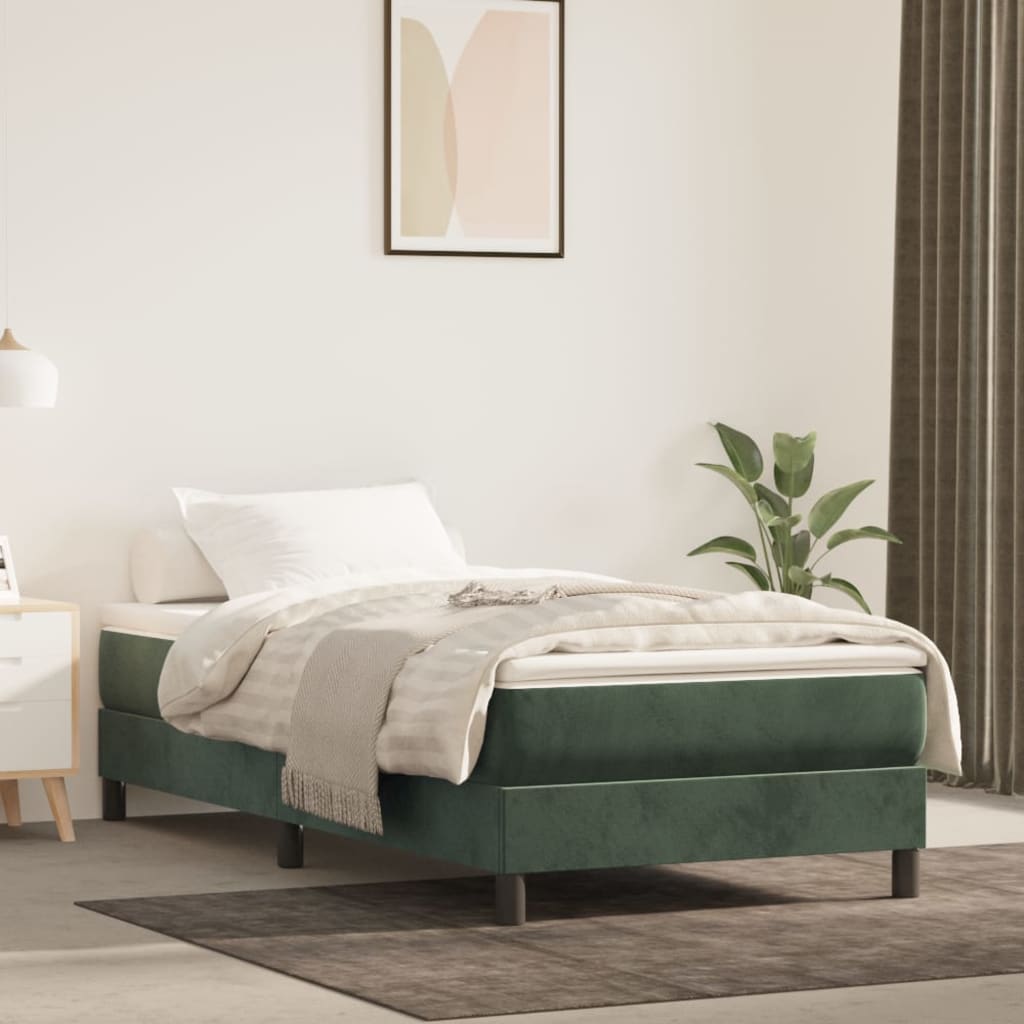 Bed Boxspring Zonder Matras Fluweel Donkergroen
