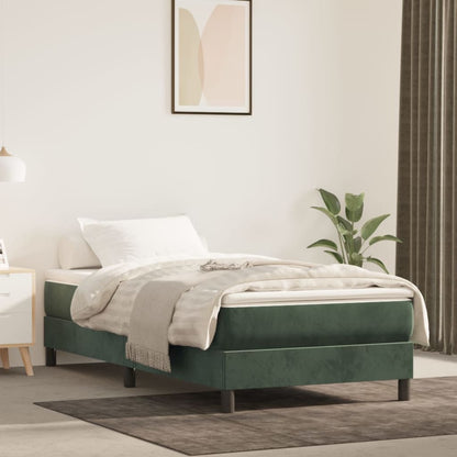 Bed Boxspring Zonder Matras Fluweel Donkergroen