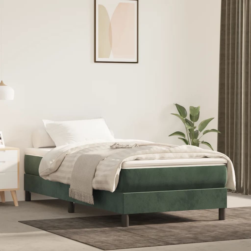 Bed Boxspring Zonder Matras Fluweel Donkergroen