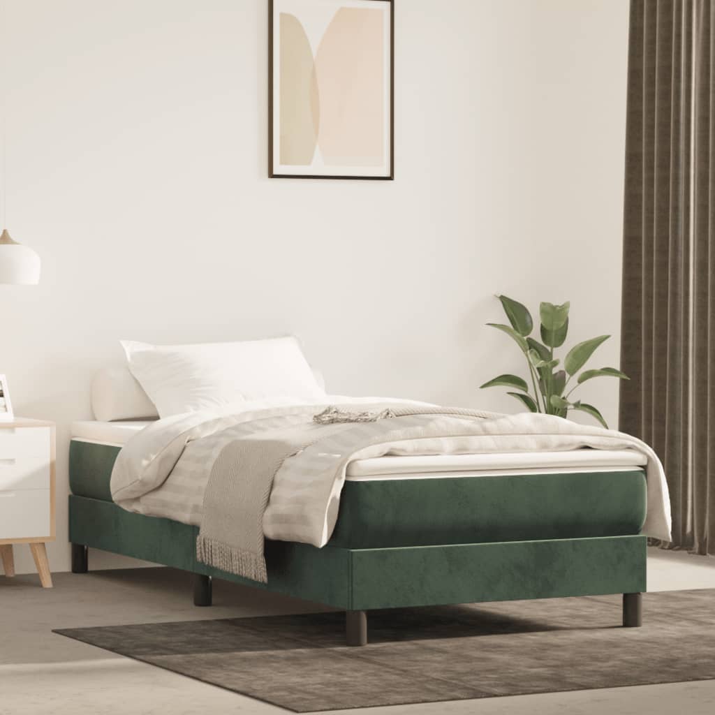 Bed Boxspring Zonder Matras Fluweel Donkergroen