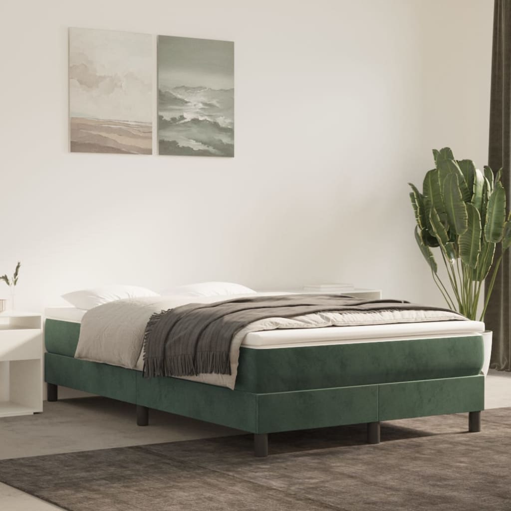 Bed Boxspring Zonder Matras Fluweel Donkergroen