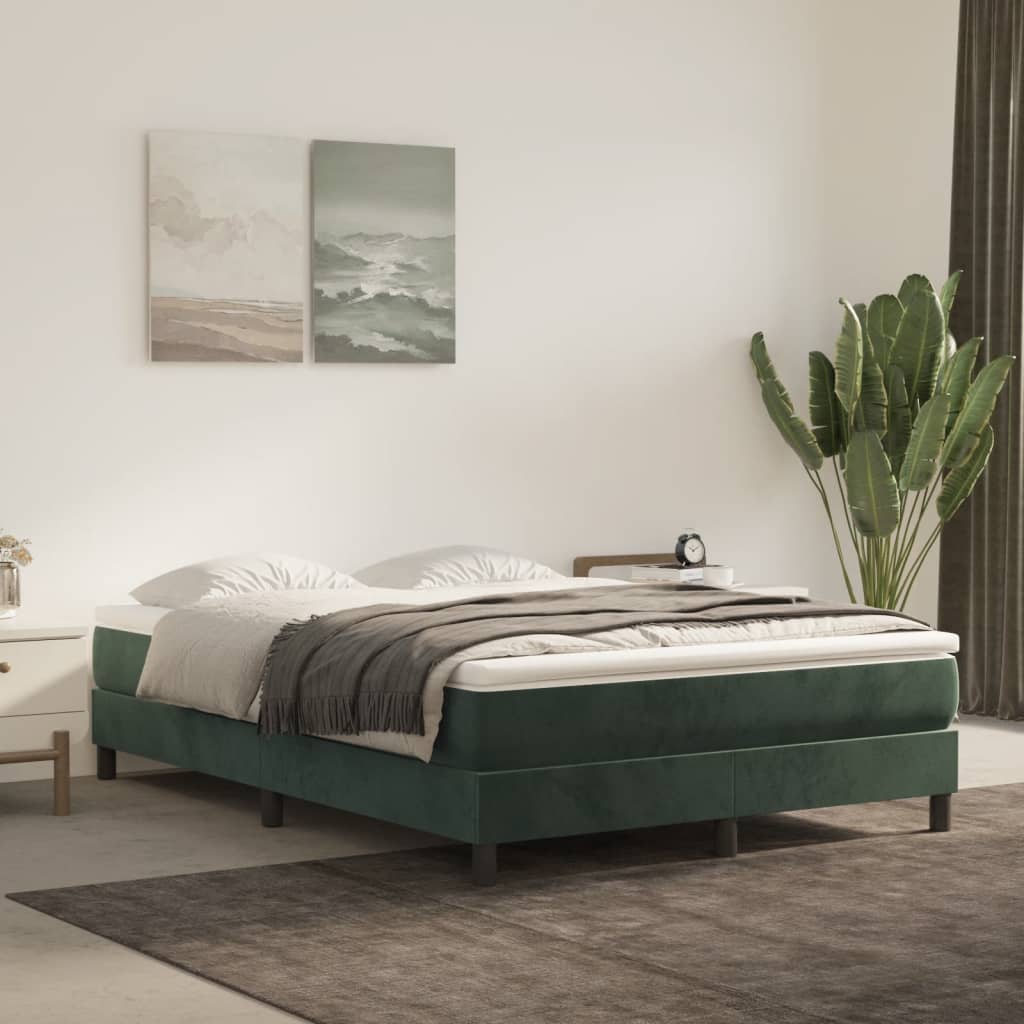 Bed Boxspring Zonder Matras Fluweel Donkergroen