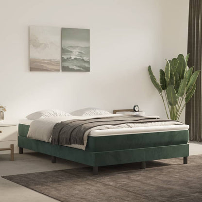 Bed Boxspring Zonder Matras Fluweel Donkergroen