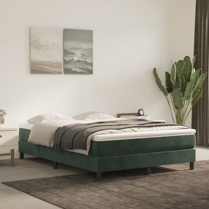 Bed Boxspring Zonder Matras Fluweel Donkergroen