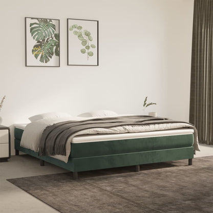 Bed Boxspring Zonder Matras Fluweel Donkergroen