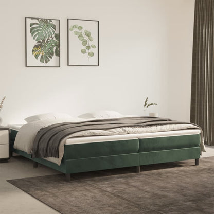 Bed Boxspring Zonder Matras Fluweel Donkergroen